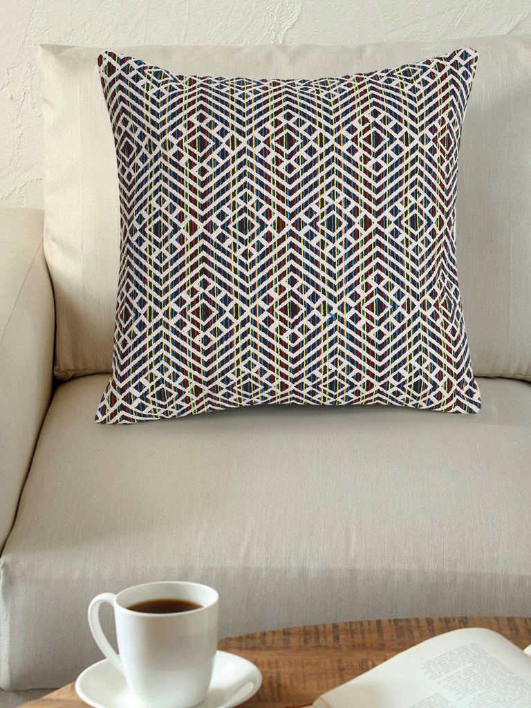 Acoustic Natural & Multi Cotton Jacquard Textured Cushion Cover (16"x16")