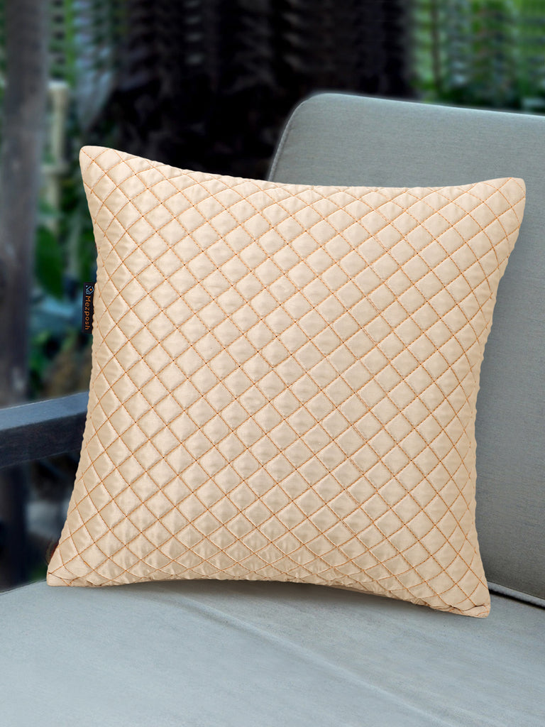 Cream Satin Harlequin Quilted Cushion Cover (16x16in)