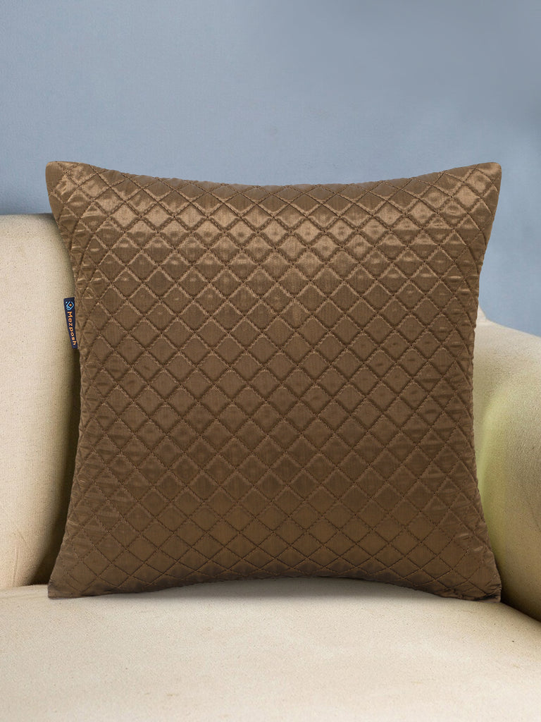 Mehandi Green Satin Harlequin Quilted Cushion Cover (16x16in)