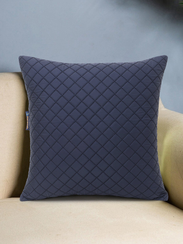 Matte Black Polyester Harlequin Quilted Cushion Cover