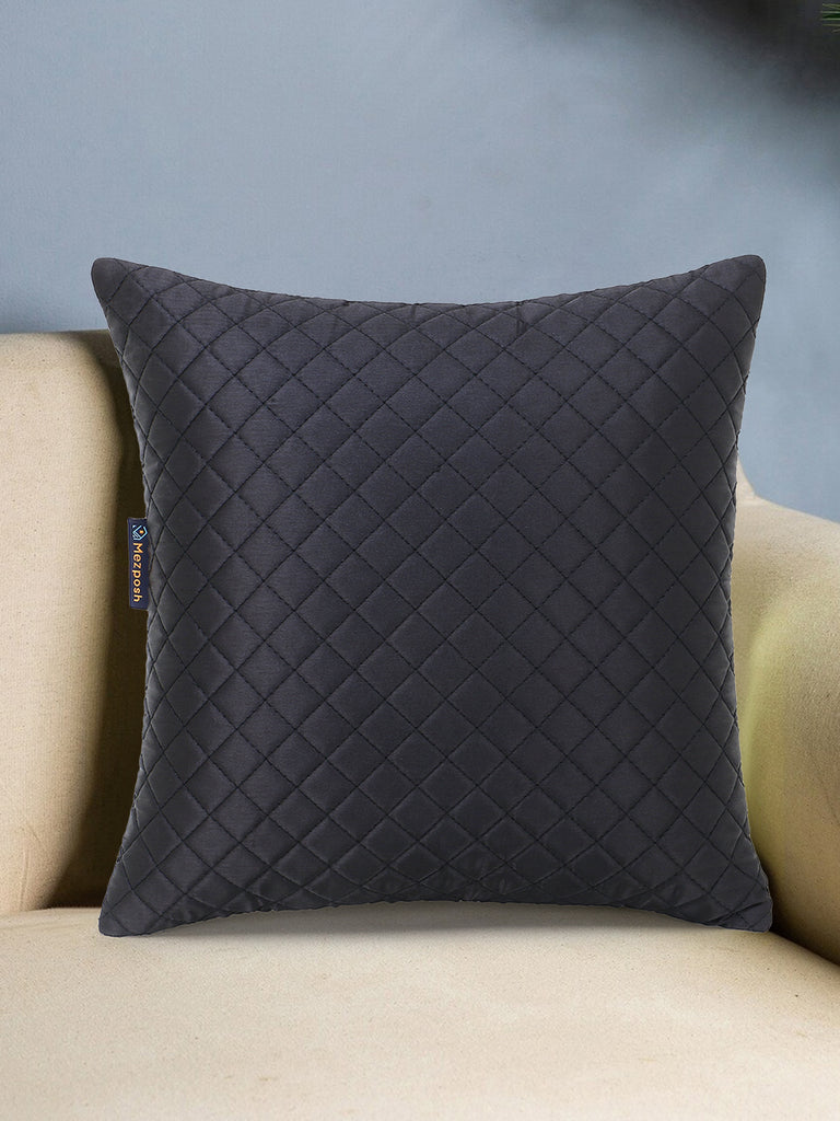 Black Satin Harlequin Quilted Cushion Cover