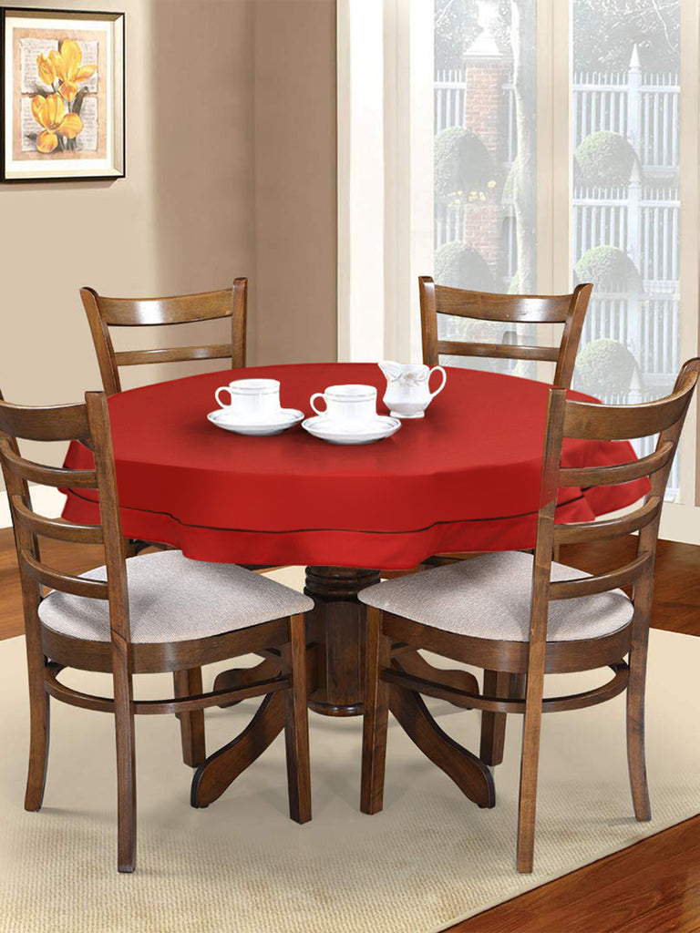 Rasta Solid Red Cotton Matty 4-Seater Round Table Cover (135 cm dia)