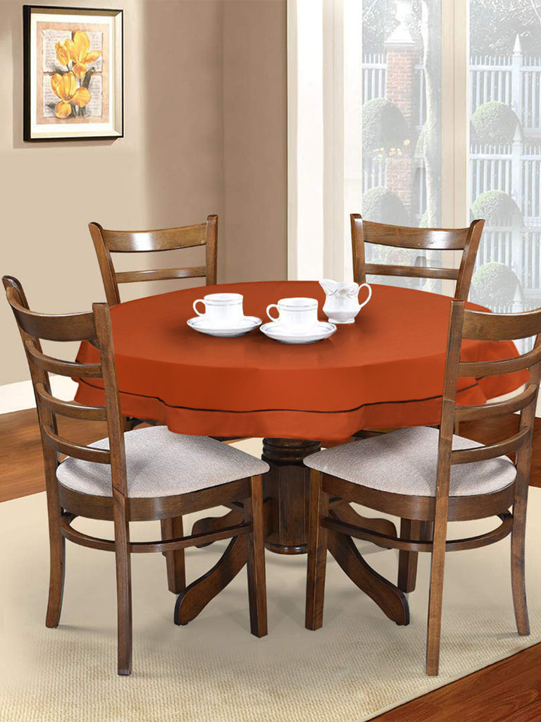 Rasta Solid Orange Cotton Matty  4-Seater Round Table Cover (135 cm dia)