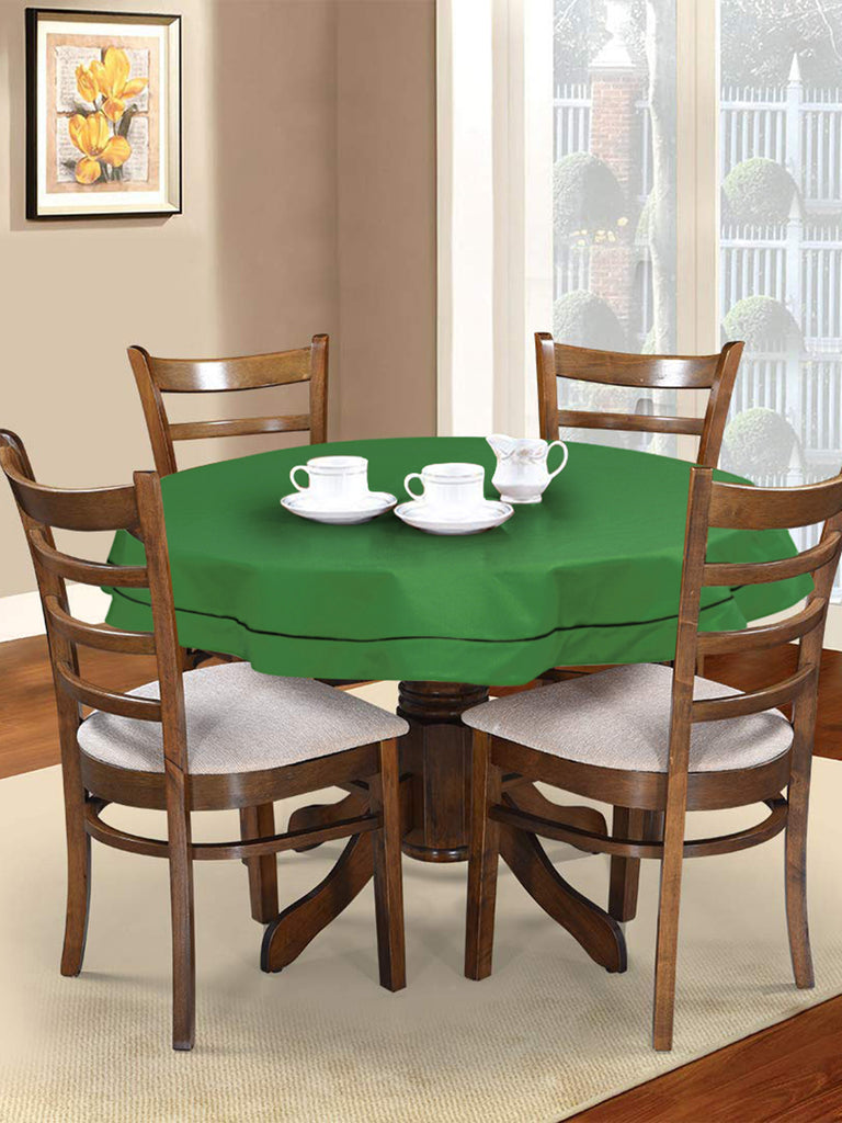 Rasta Solid Green Cotton Matty 4-Seater Round Table Cover (135 cm dia)