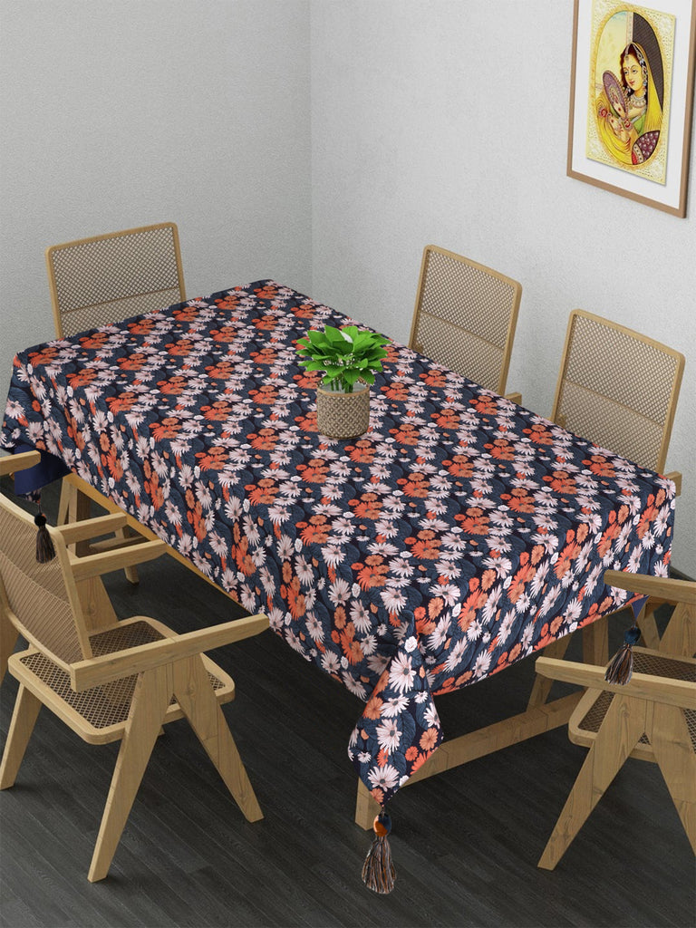 Chintz Grey & Multi Floral Digital Printed Polycotton Table Cover (6 Seater)